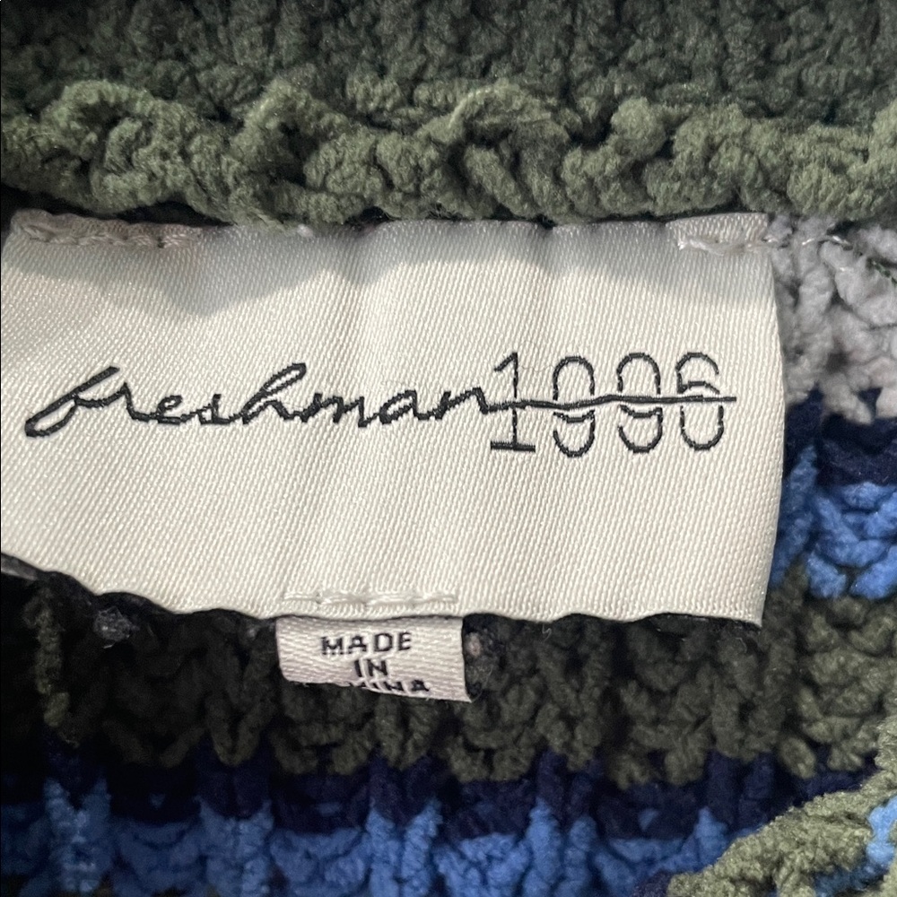 Striped Olive and Blue Turtleneck Sweater - Picture 2 of 3